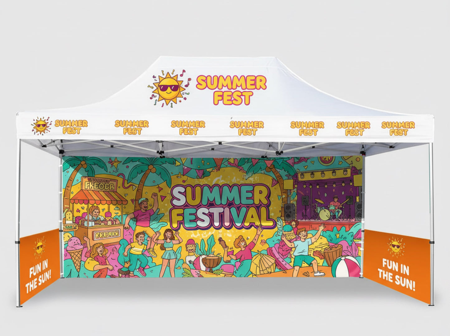 10x15 Canopy Tent for Full Printed Back wall and Both side printed half wall
