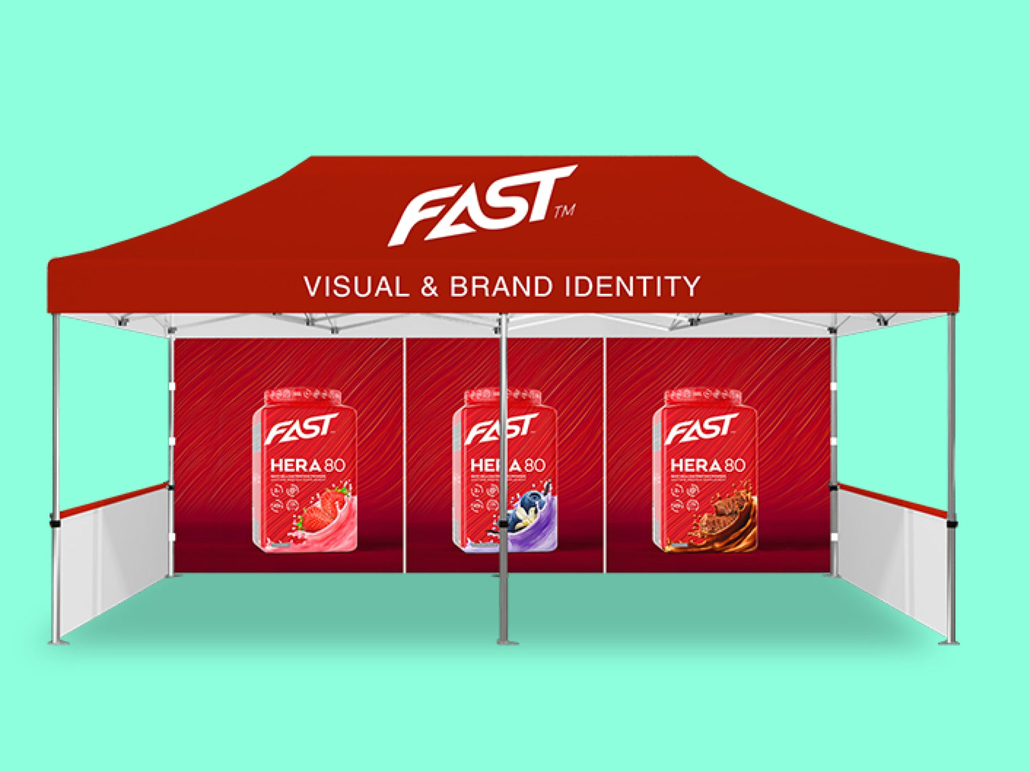 10x20 Canopy Tent Full Printed with back wall and side alls one side print