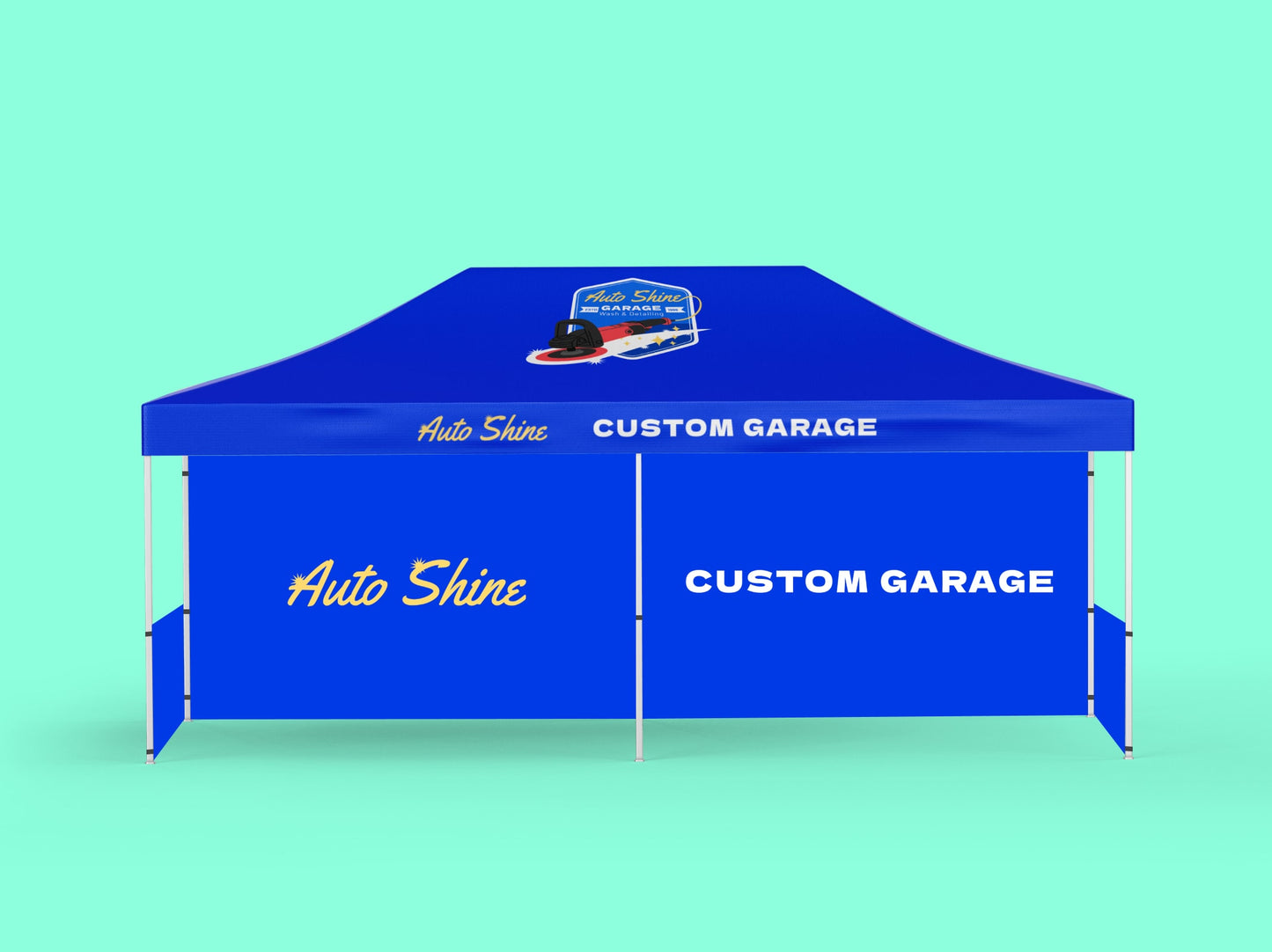10x20 Canopy Tent with Back Wall and Side Half Walls