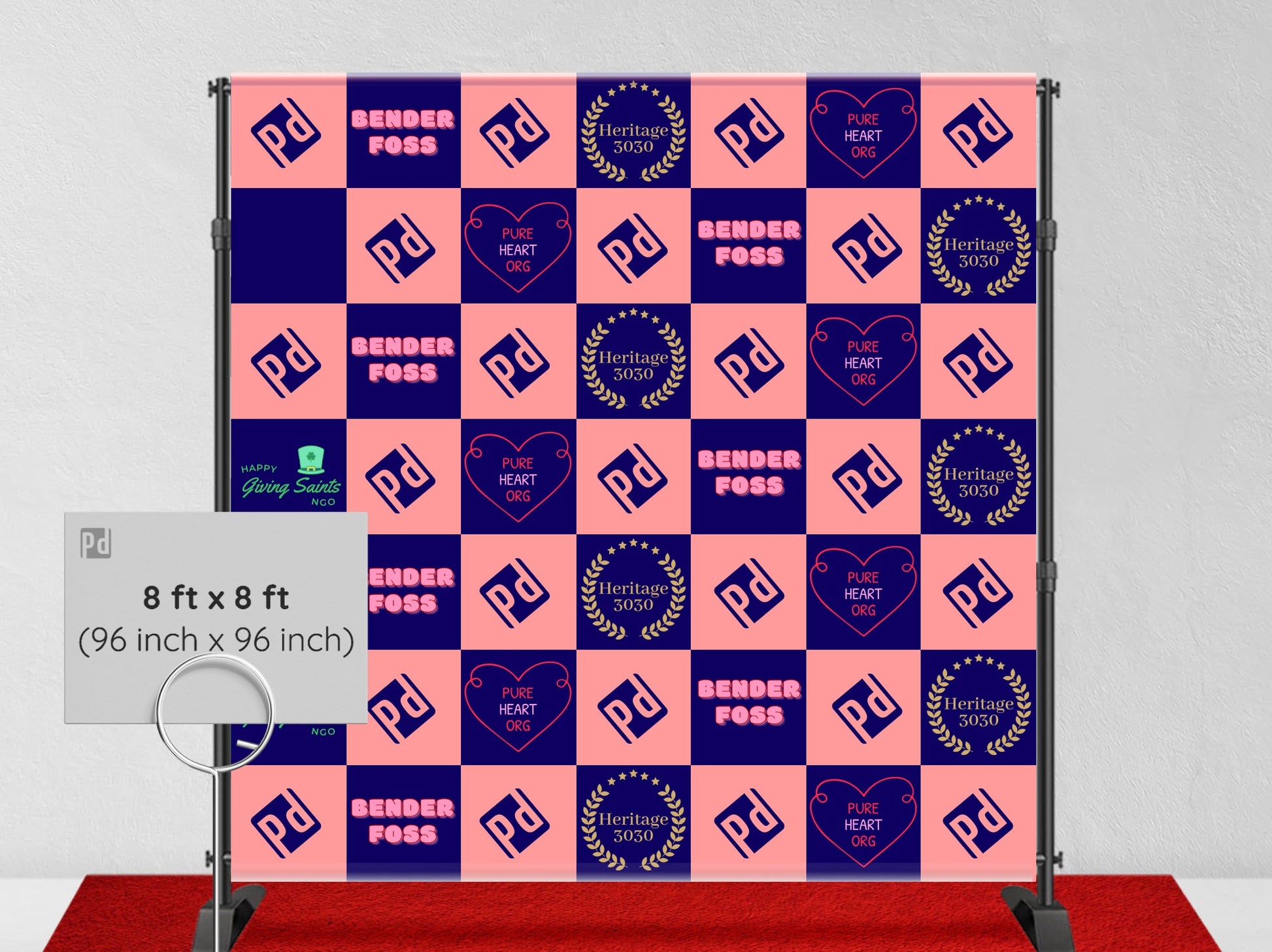 8 ft x 8 ft step and repeat banner