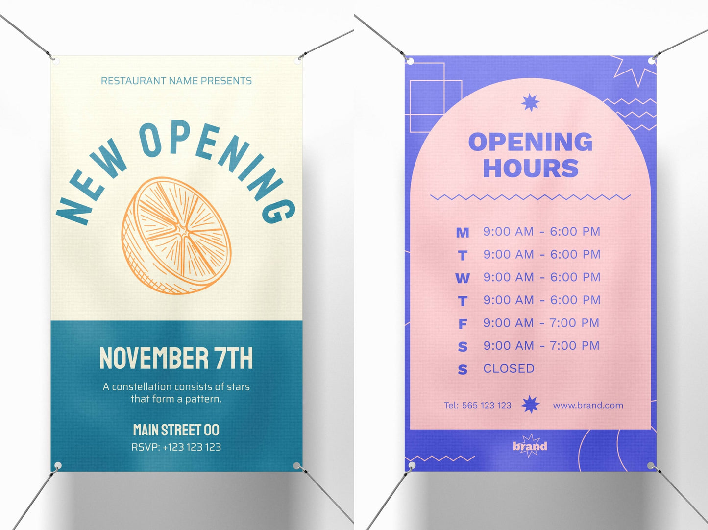 Business Hours Vertical Hanging Banner