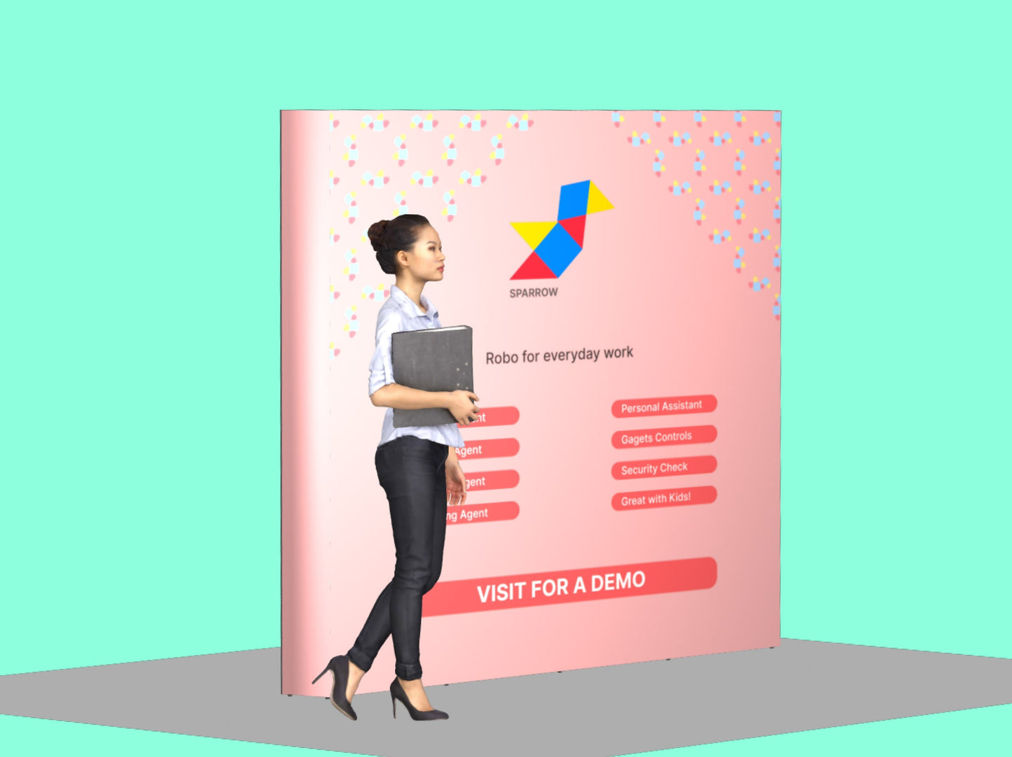 Fabric Pop Up Straight Display Side