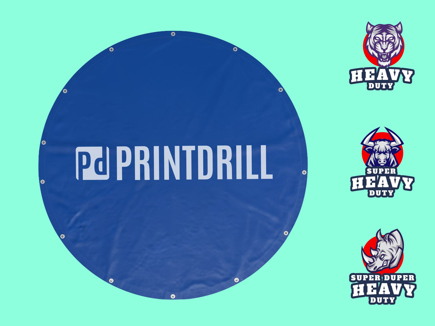 Round Heavy Duty Vinyl Tarp - Printed