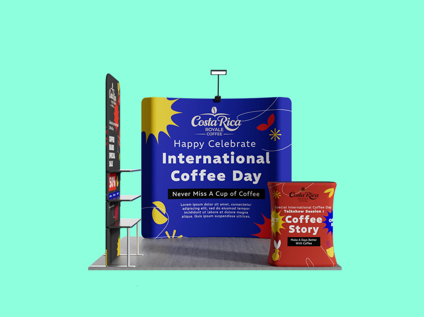Showcase Curved Display - L Shape Booth 10x10 - Front View