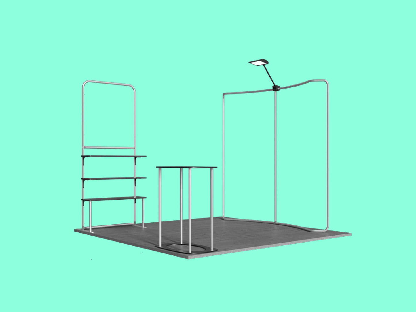 Showcase Curved Display - L Shape Booth 10x10 - Structure