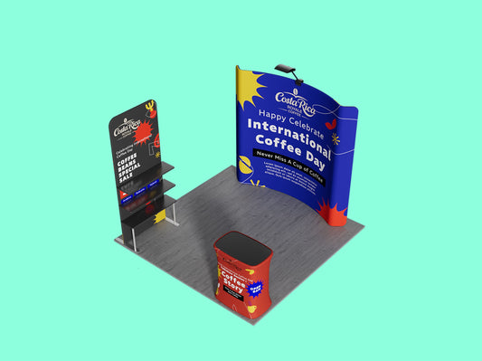 Showcase Curved Display - L Shape Booth 10x10 Top view