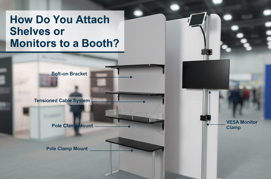 How Do You Attach Shelves or Monitors to a Booth
