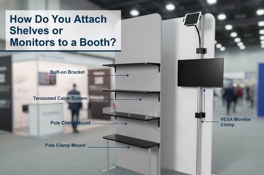 How Do You Attach Shelves or Monitors to a Booth