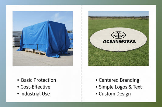 printed tarp over non-printed tarps