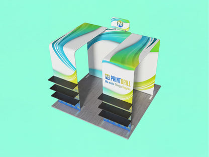 10x10 Tension Fabric Trade Show Booth with Double Arch - Twin Arch