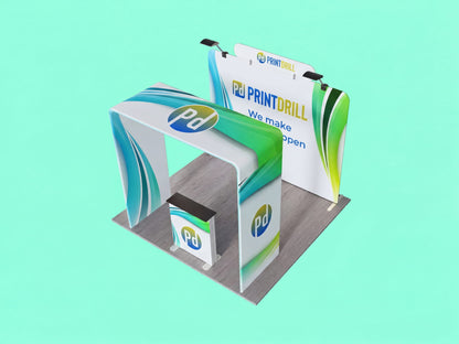 10x10 Trade Show Booth with Curved Arch - Tension Fabric Welcome Arc