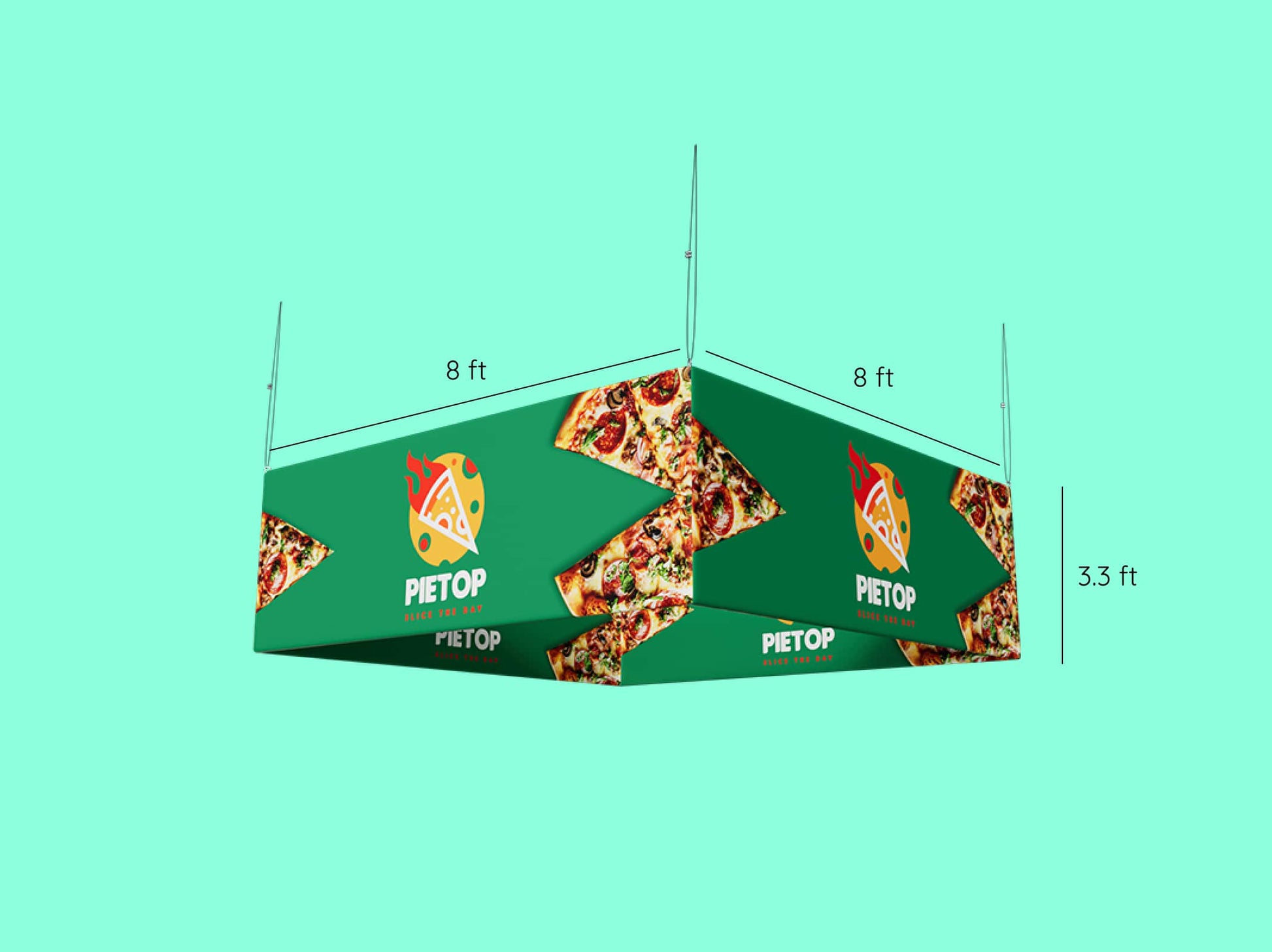 10x10 Booth - Brand Command Booth Square Skytube hanging banner