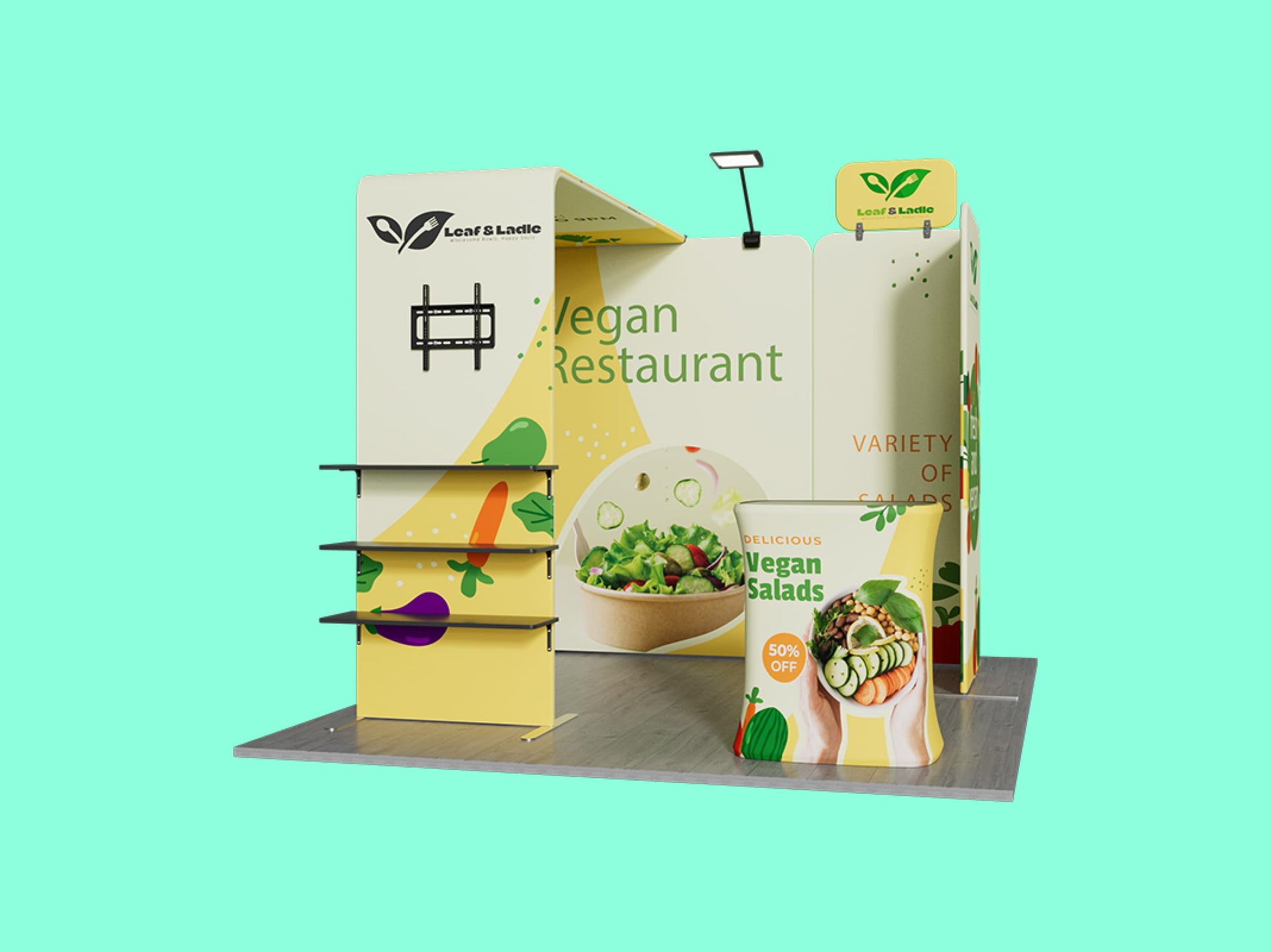 10x10 Booth - Brand Focus Booth Front Angle