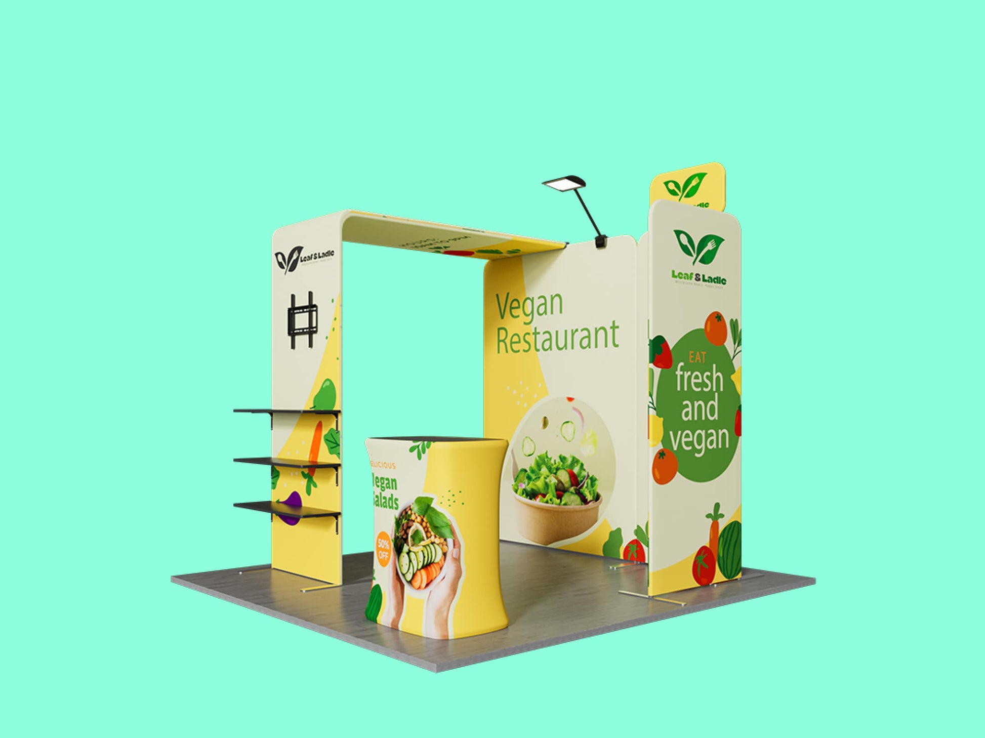 10x10 Booth - Brand Focus Booth Side Angle