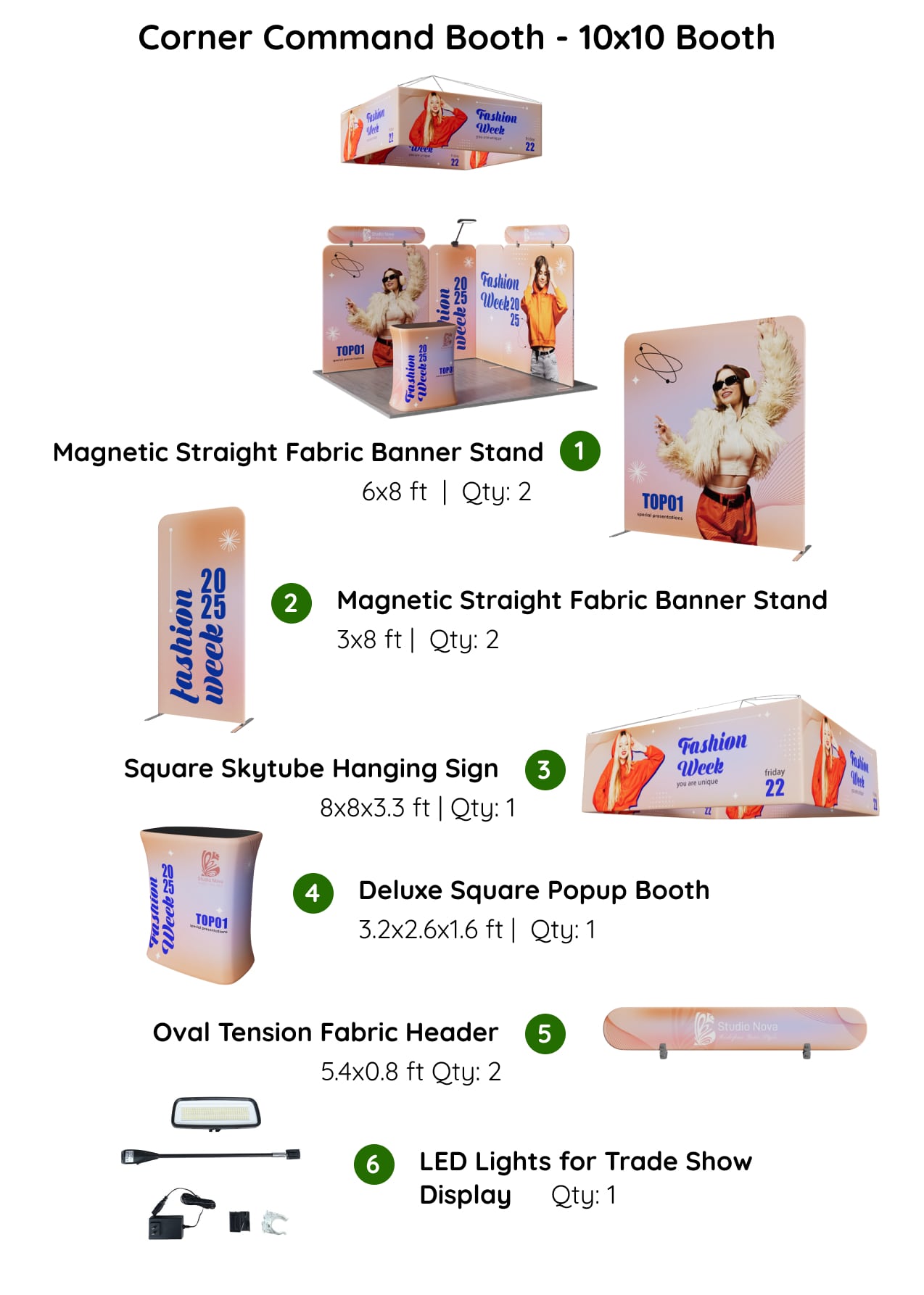 10x10 Booth - Corner Command Booth Components