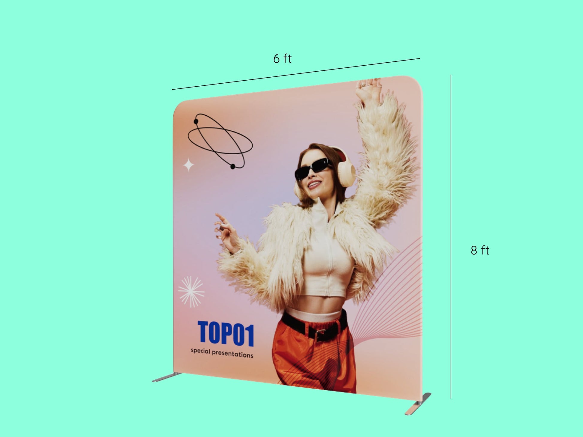 10x10 Booth - Corner Command Booth 6 ft magnetic banner stand