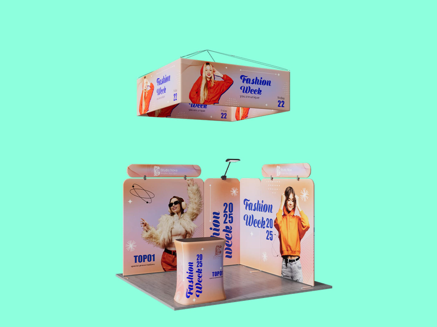 10x10 Booth - Corner Command Booth Front View