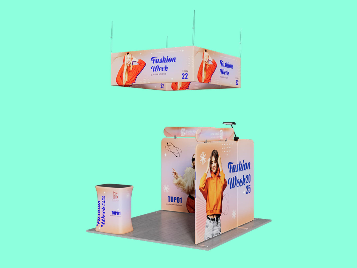 10x10 Booth - Corner Command Booth Side View