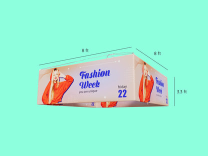 10x10 Booth - Corner Command Booth sky tube banner