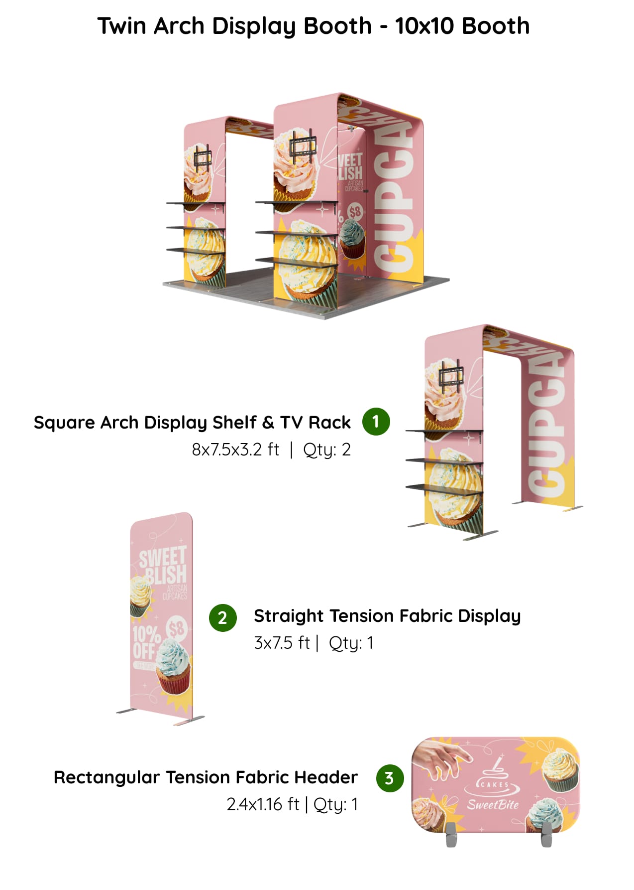 10x10 Booth - Twin Arch Display Booth Components