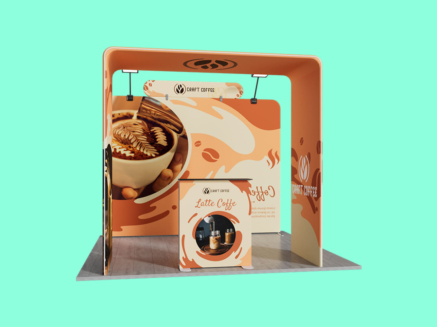 10x10 Booth - Welcome Arc Booth Front View