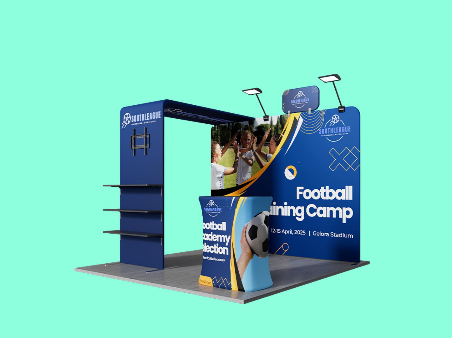 10x10 Both - Display Hub Booth Side View