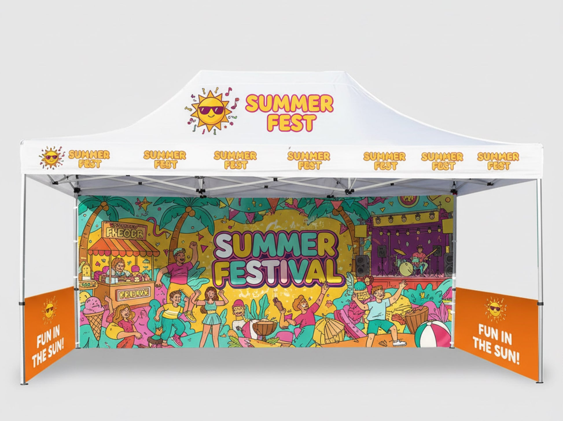 10x15 Canopy Tent for Full Printed Back wall and Both side printed half wall