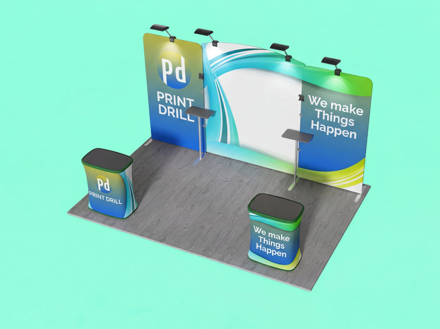 10x15 Tension Fabric Trade Show Booth Kit - Wide Exhibit Stage Booth