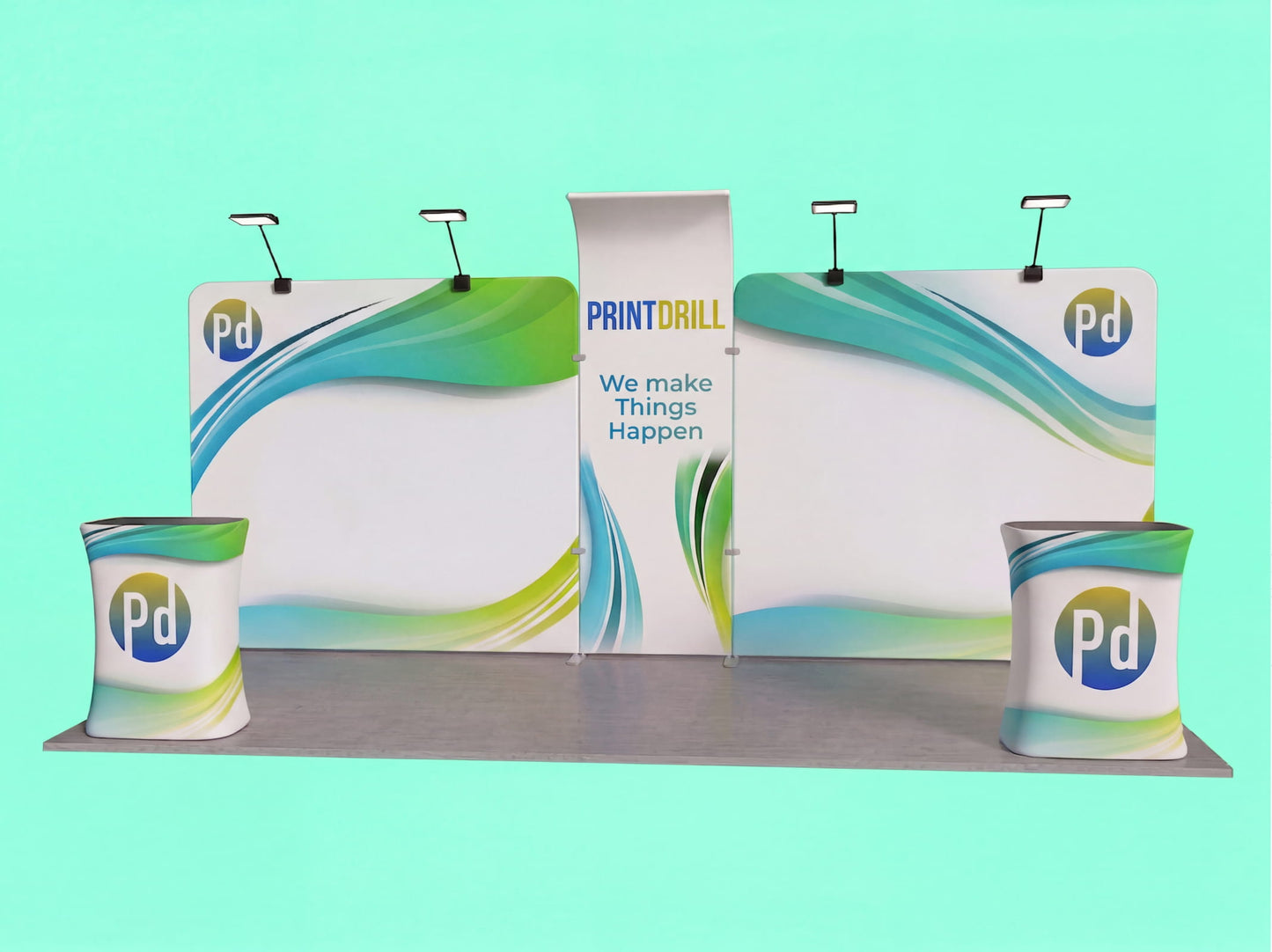 10x20 Curved Tension Fabric Trade Show Booth - 20ft Exhibit Backdrop
