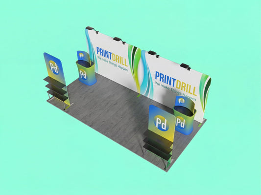 10x20 Custom Tension Fabric Trade Show Booth - Display with Shelves