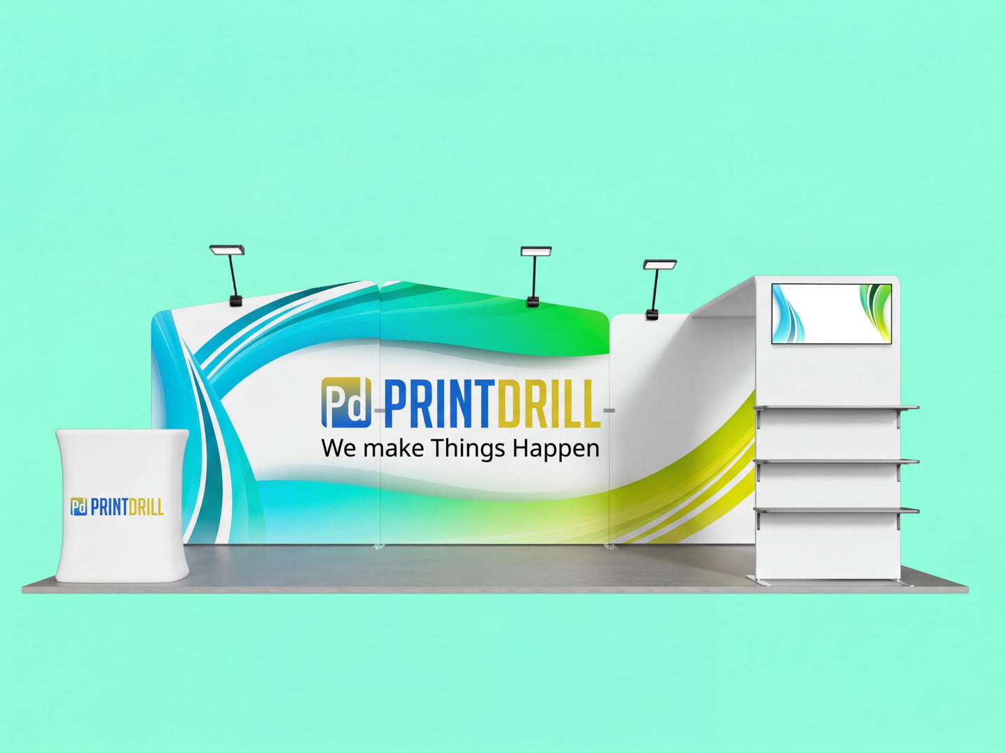 10x20 Tension Fabric Trade Show Booth - Portable Wave Flow Booth