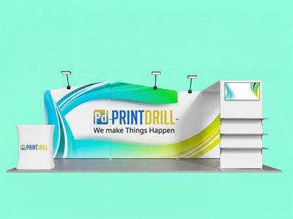 10x20 Tension Fabric Trade Show Booth - Portable Wave Flow Booth