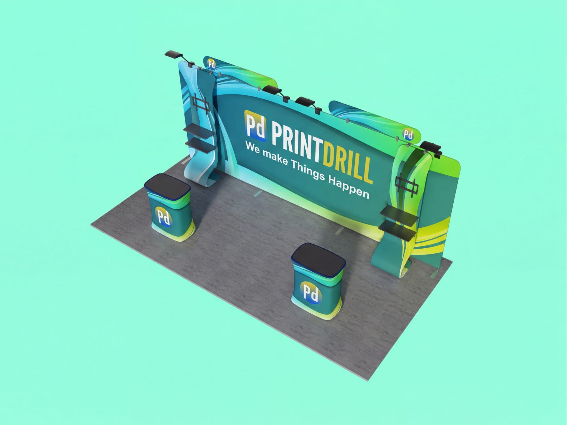 10x20 Tension Fabric Trade Show Booth Kit - 20ft Portable Booth Kit