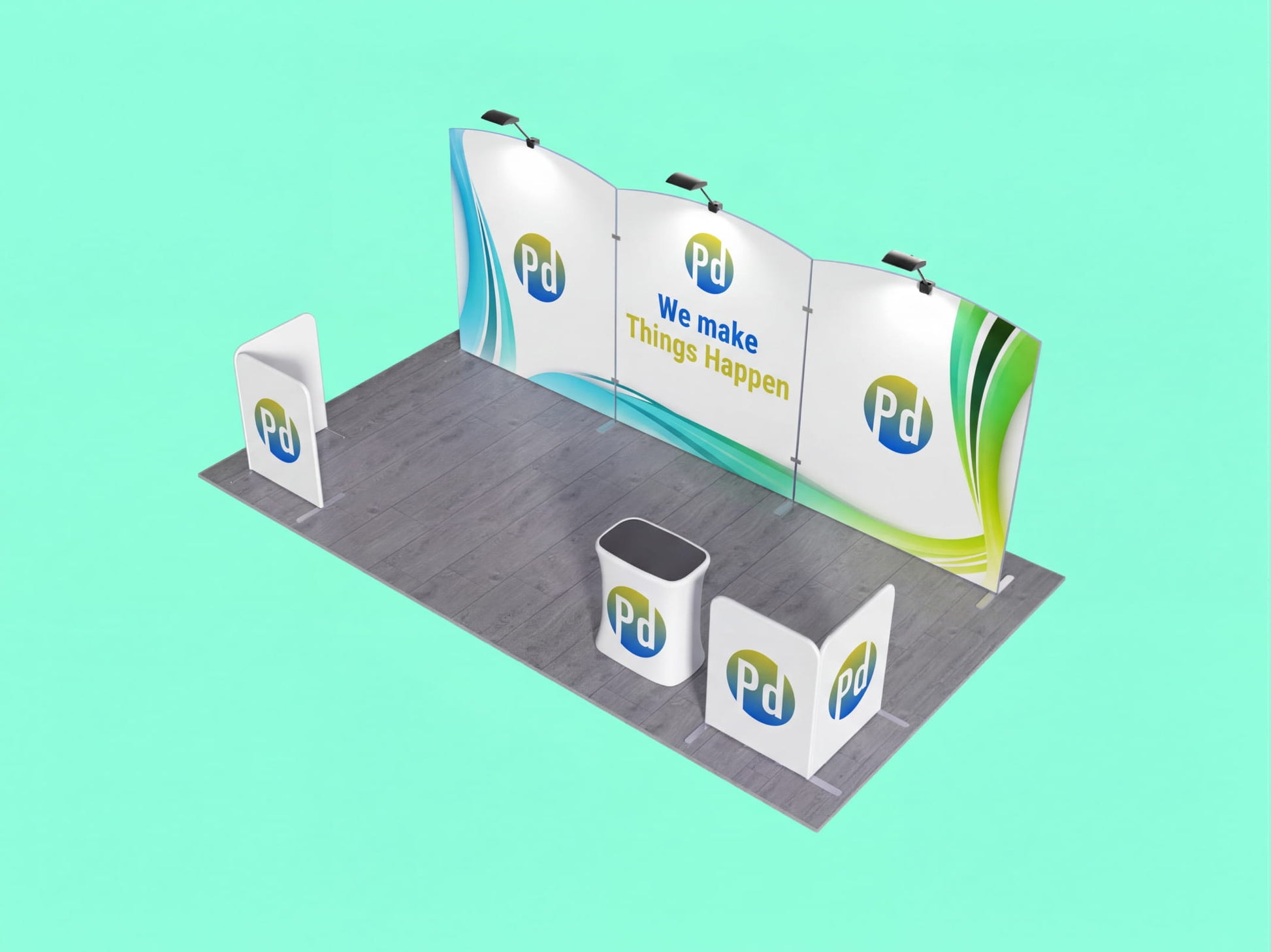 10x20 Trade Show Booth with Archway - Tension Fabric Brand Arch Booth