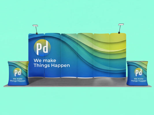 10x20 Wave Tension Fabric Trade Show Booth - S-Shape Wave Backdrop