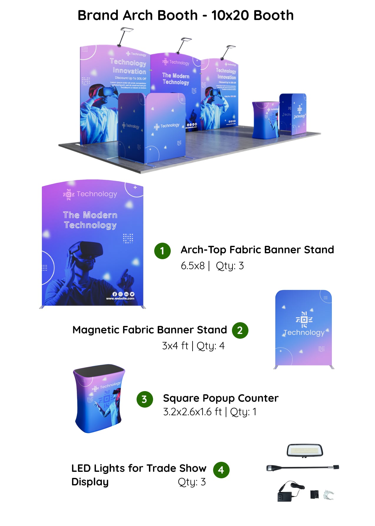 10x20 Booth - Brand Arch Booth Components