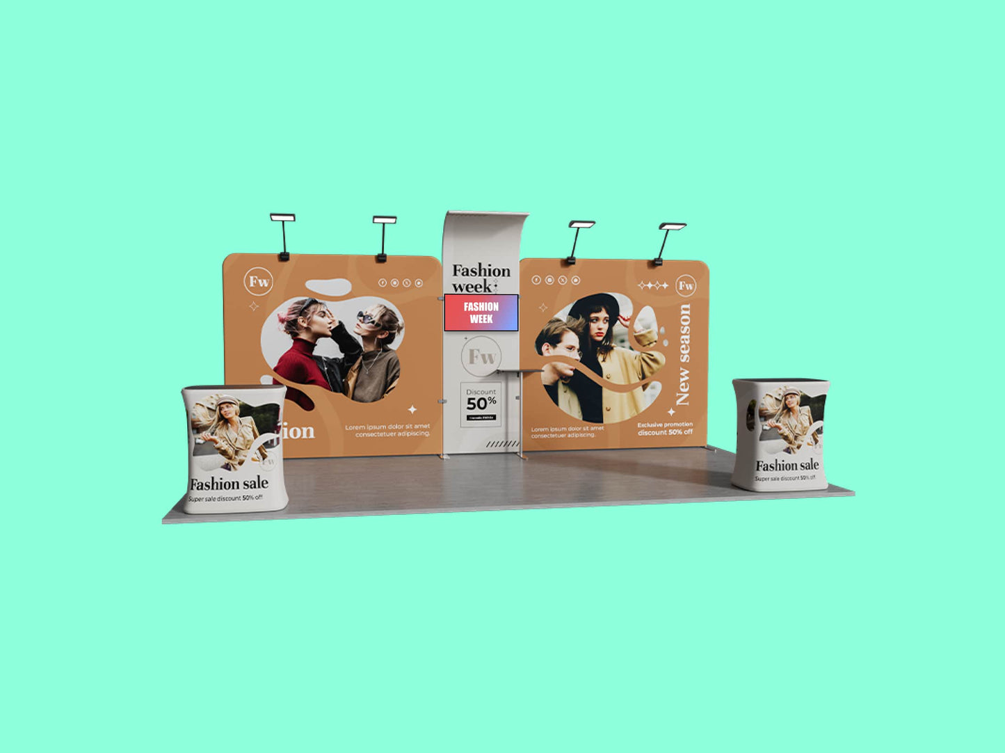 10x20 Booth - Brand Curve Booth Front View