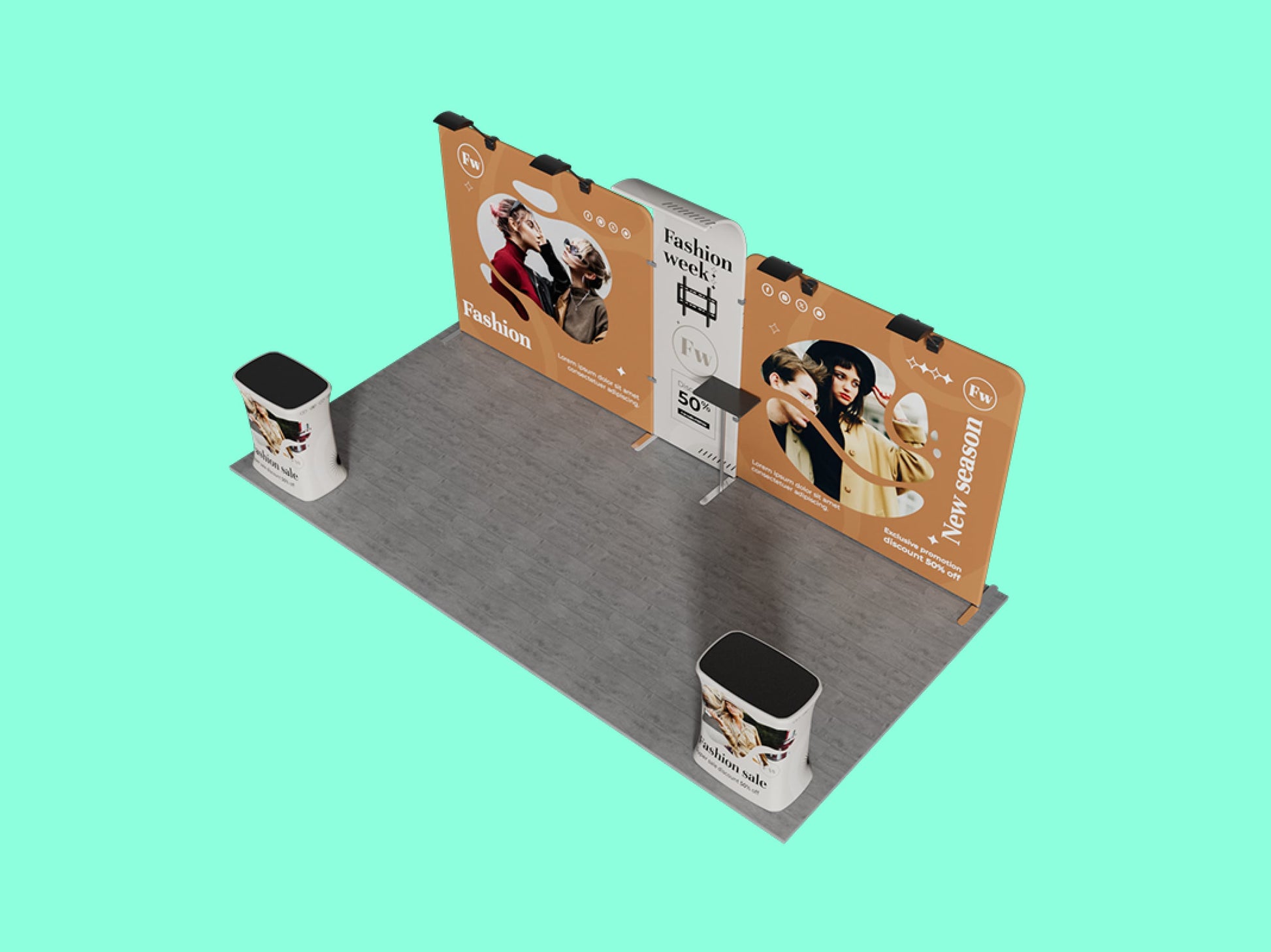 10x20 Booth - Brand Curve Booth Top View