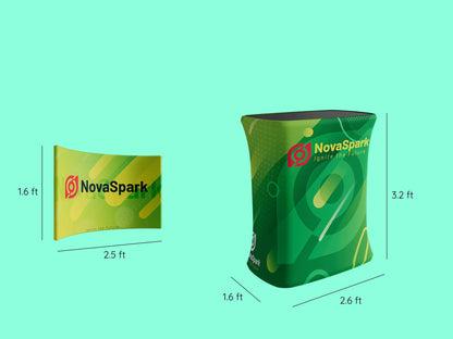 10x20 Booth - Brand Gallery Booth Tabletop Fabric Display and Deluxe Square Popup Booth