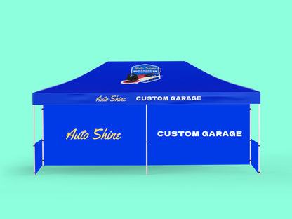 10x20 Canopy Tent with Back Wall and Side Half Walls
