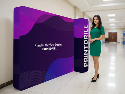 3D L-Shaped Backdrop ready for trade show event