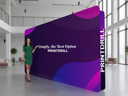 3D Straight Backdrop (Round Corners) 15ft x 8ft Ready for Trade Show