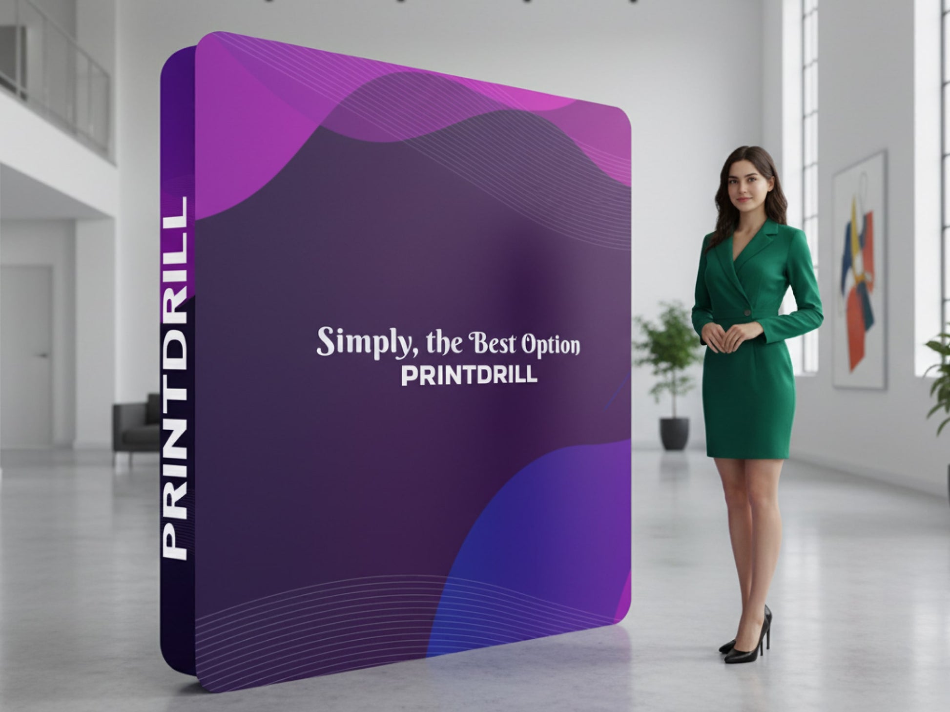 3D Straight Backdrop (Round Corners) 8ft x 8ft Ready for Trade Show