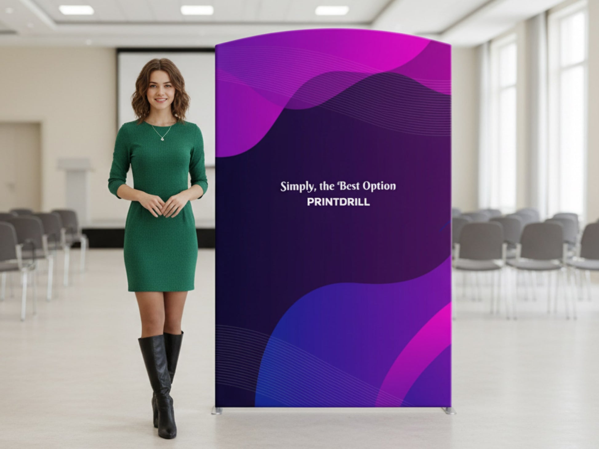 Arch-Top Fabric Banner Stand Photo