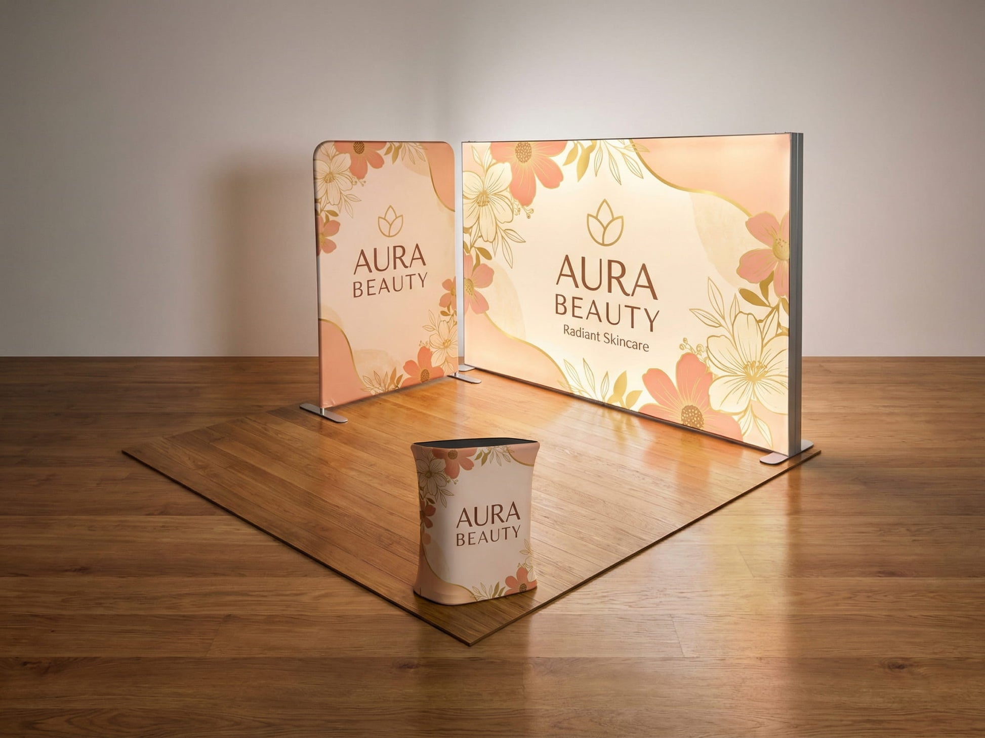 Brand Beacon Booth – 10x10 Booth with SEG Light Box Display