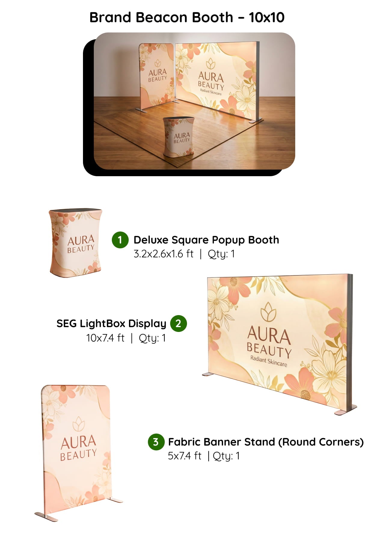 Brand Beacon Booth – 10x10 Booth with SEG Light Box Display Components