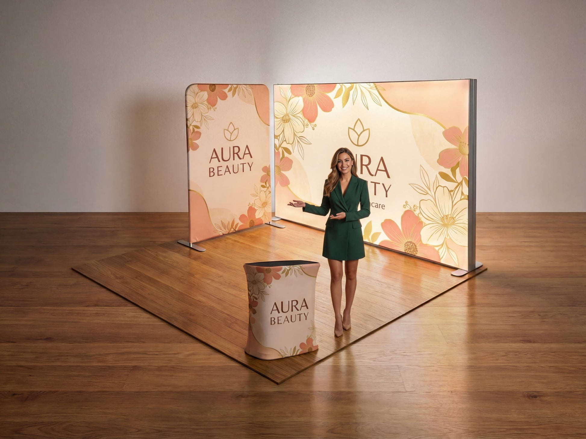 Brand Beacon Booth – 10x10 Booth with SEG Light Box Display for Trade Show