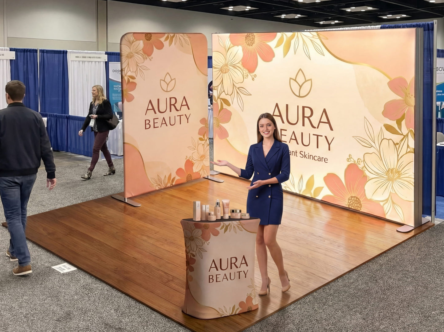 Brand Beacon Booth – 10x10 Booth with SEG Light Box Display in Exhibition 