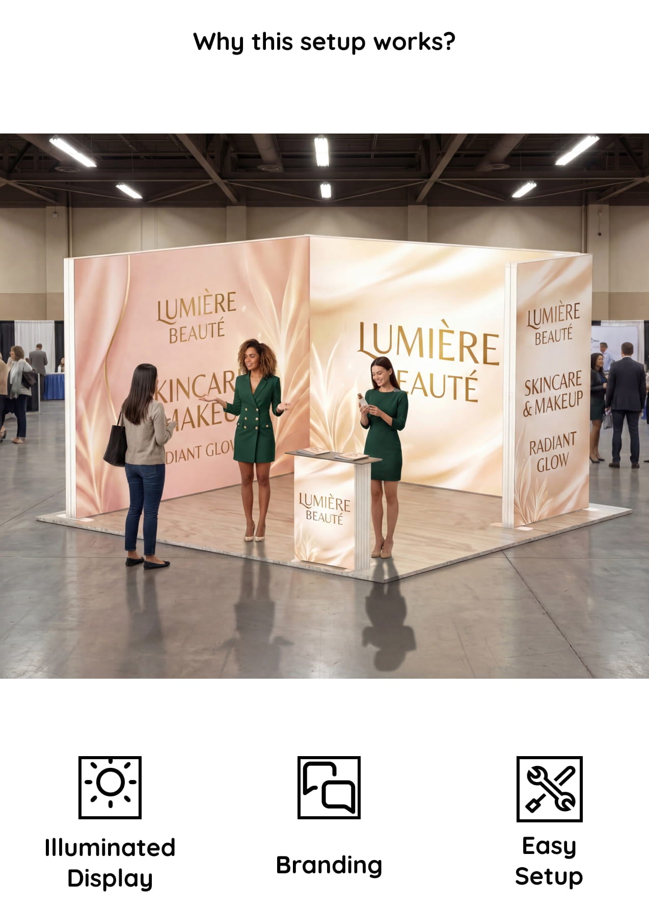 Brand Enclave Booth – 10x10 SEG Modular Lightbox Booth - Why this booth setup works 