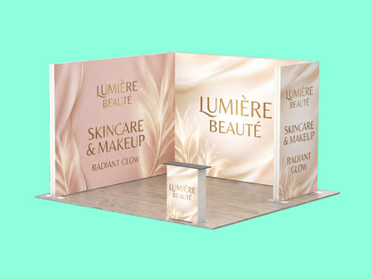 Brand Enclave Booth – 10x10 SEG Modular Lightbox Booth For Elegant Branding